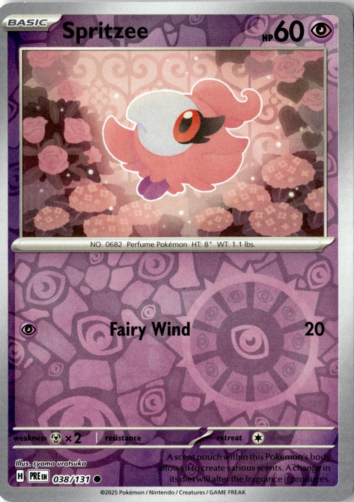 2025 POKEMON SPRITZEE 038/131 COMMON PRISMATIC EVOLUTIONS REVERSE HOLO NEAR MINT