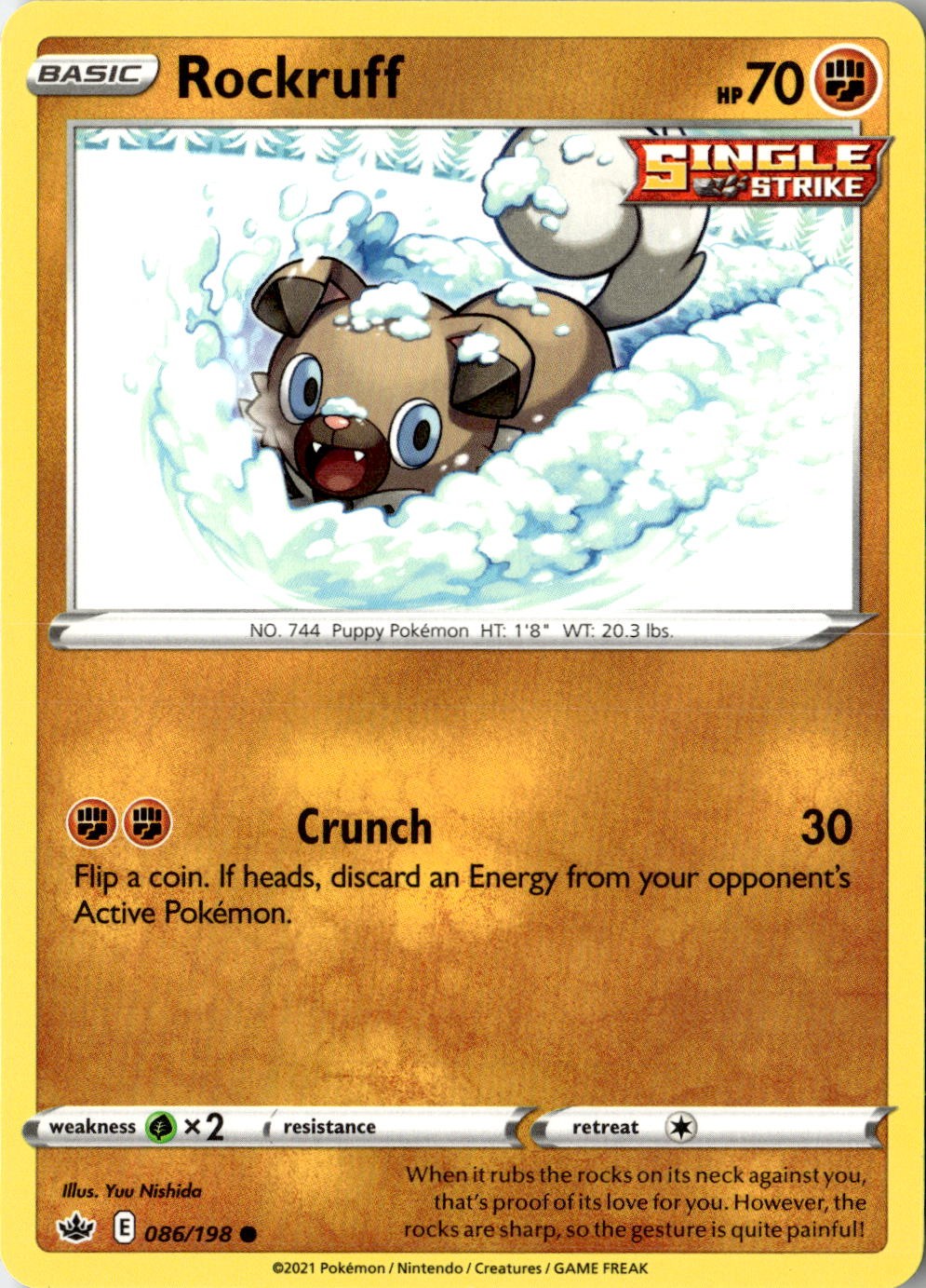 2021 POKEMON ROCKRUFF 086/198 COMMON CHILLING REIGN NEAR MINT