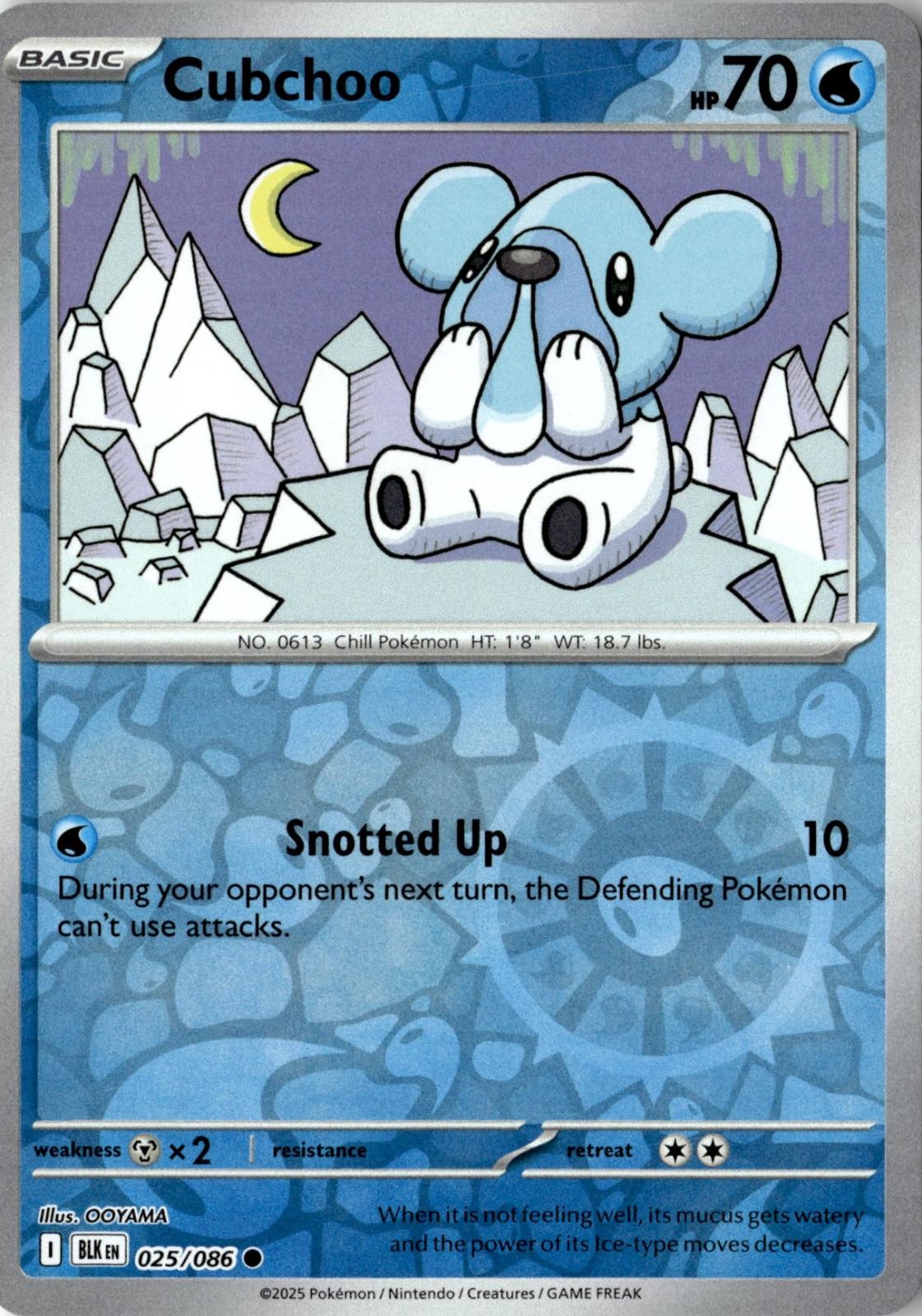 2025 POKEMON CUBCHOO 025/086 COMMON BLACK BOLT REVERSE HOLO NEAR MINT