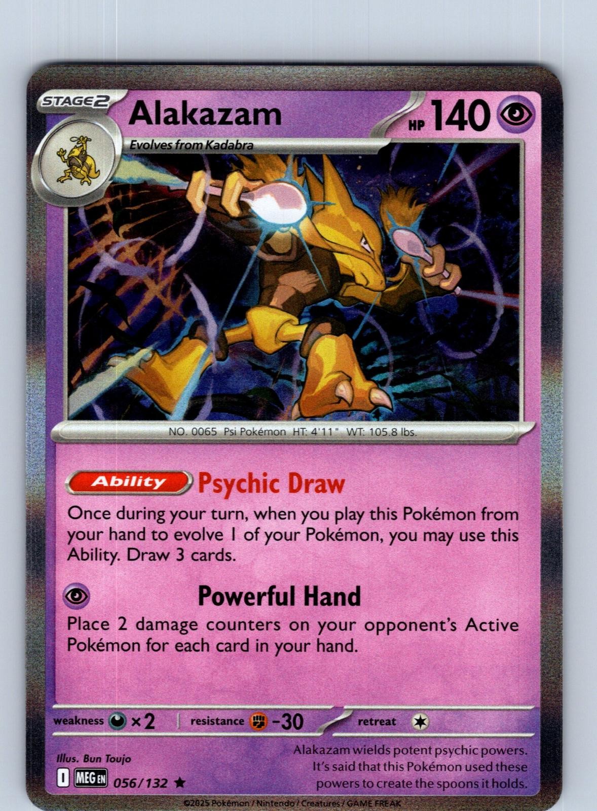 Alakazam 056/132 Rare Mega Evolution Pokemon Holo Near Mint