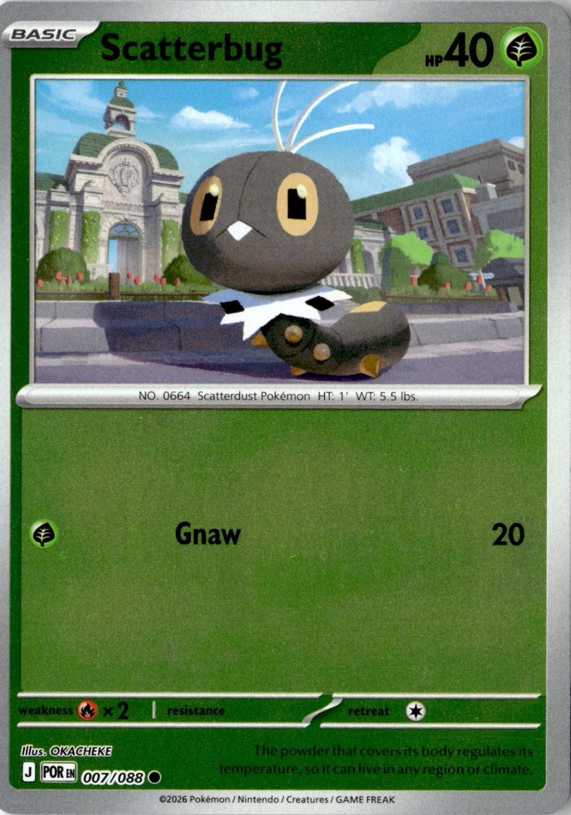 2026 POKEMON SCATTERBUG 007/088 COMMON PERFECT ORDER REVERSE HOLO NEAR MINT