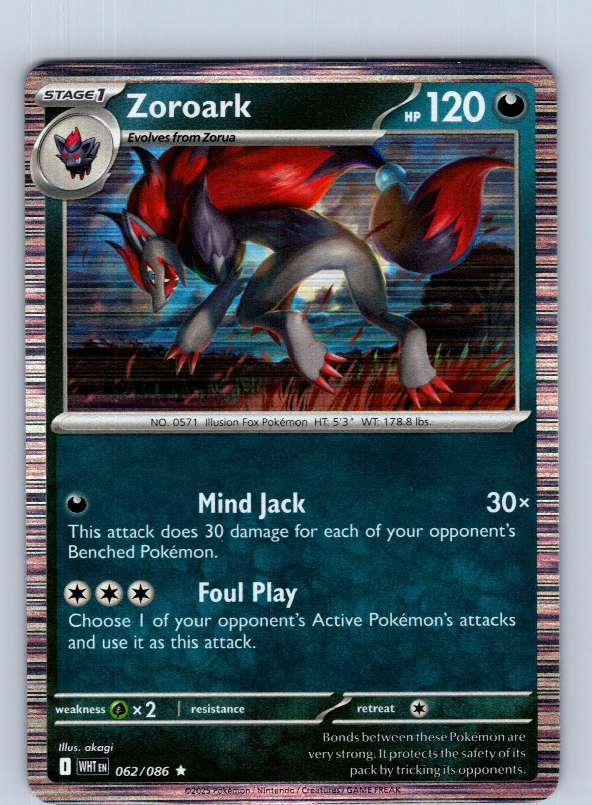 Zoroark 062/086 Holo Rare White Flare Pokemon Near Mint