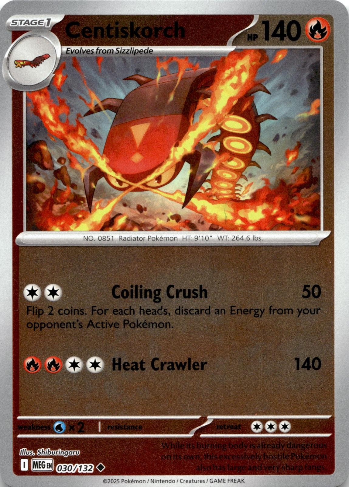 Centiskorch 030/132 Uncommon Mega Evolution Pokemon Reverse Holo Near Mint