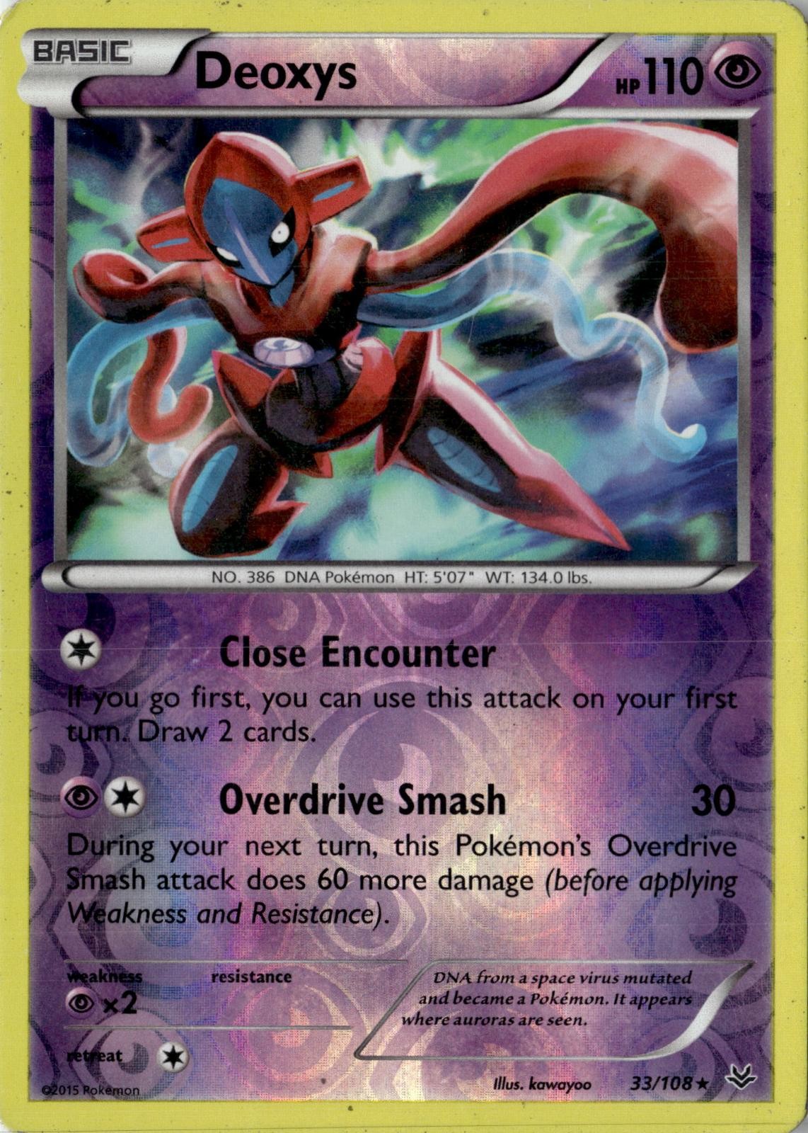 2015 POKEMON DEOXYS 33/108 RARE ROARING SKIES REVERSE HOLO NEAR MINT