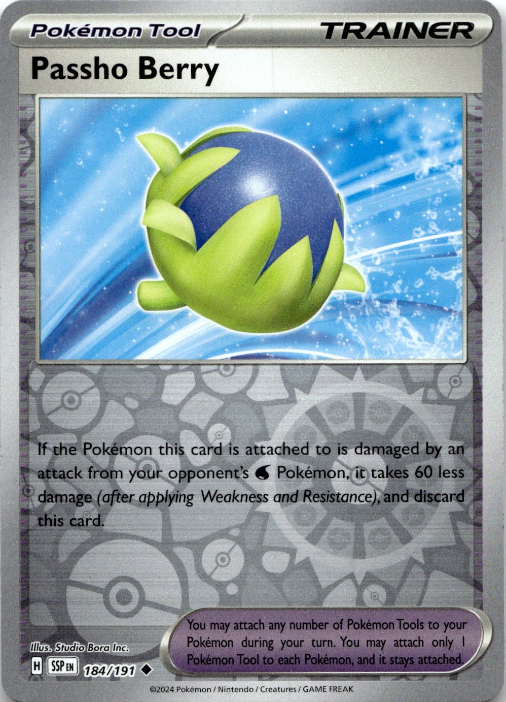 Passho Berry 184/191 Uncommon Surging Sparks Pokemon Reverse Holo Near Mint