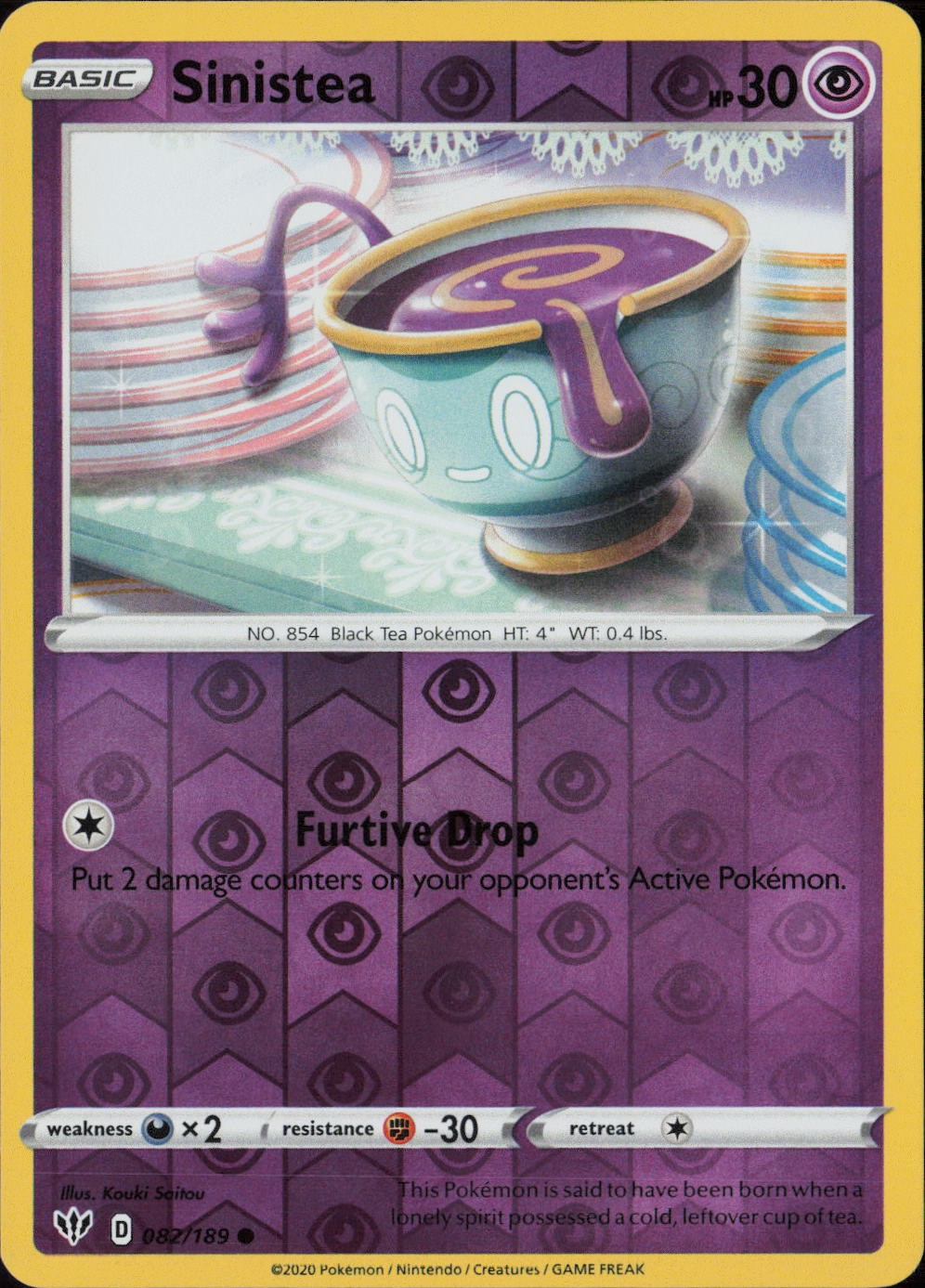 Sinistea Reverse Holo Common SWSH03: Darkness Ablaze 082/189 NM
