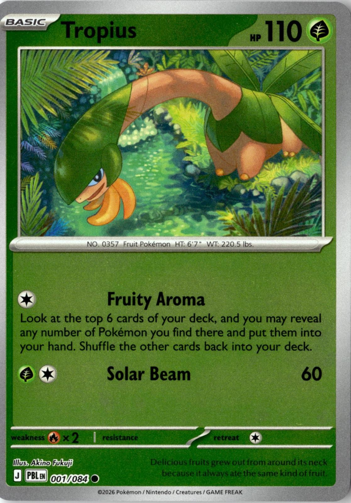 2026 POKEMON TROPIUS 001/084 COMMON PITCH BLACK REVERSE HOLO NEAR MINT
