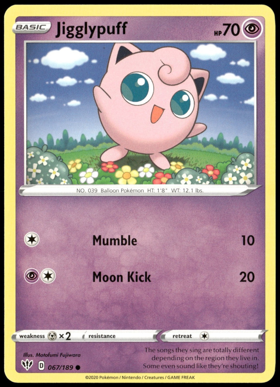 Jigglypuff Common SWSH03: Darkness Ablaze 067/189 NM