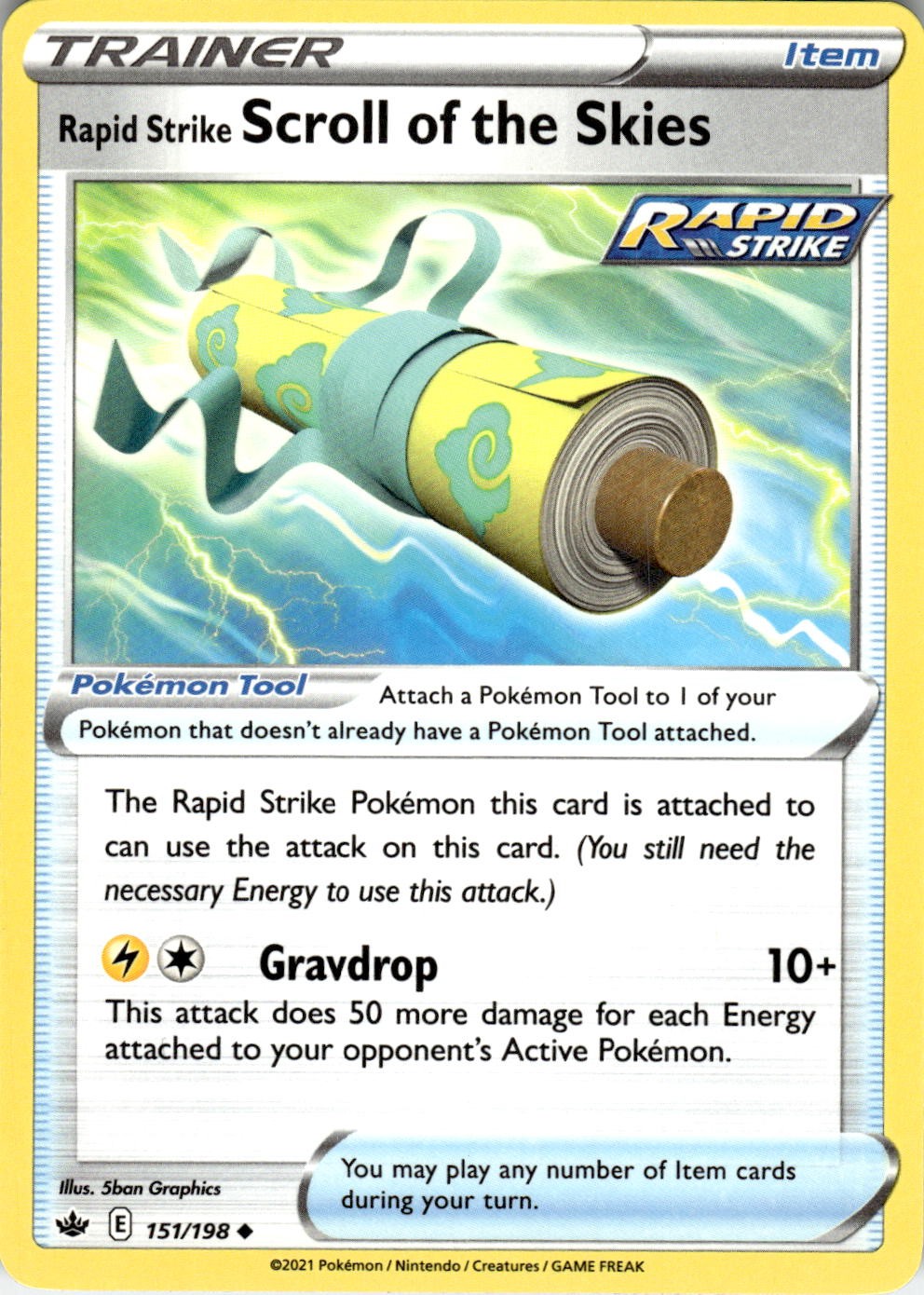 Rapid Strike Scroll of the Skies 151/198 Uncommon Chilling Reign Pokemon NM