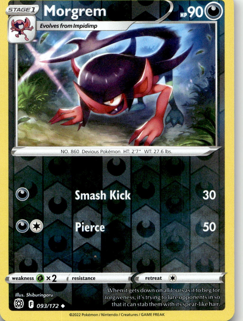 Morgrem 093/172 Uncommon Brilliant Stars Pokemon Reverse Holo Near Mint