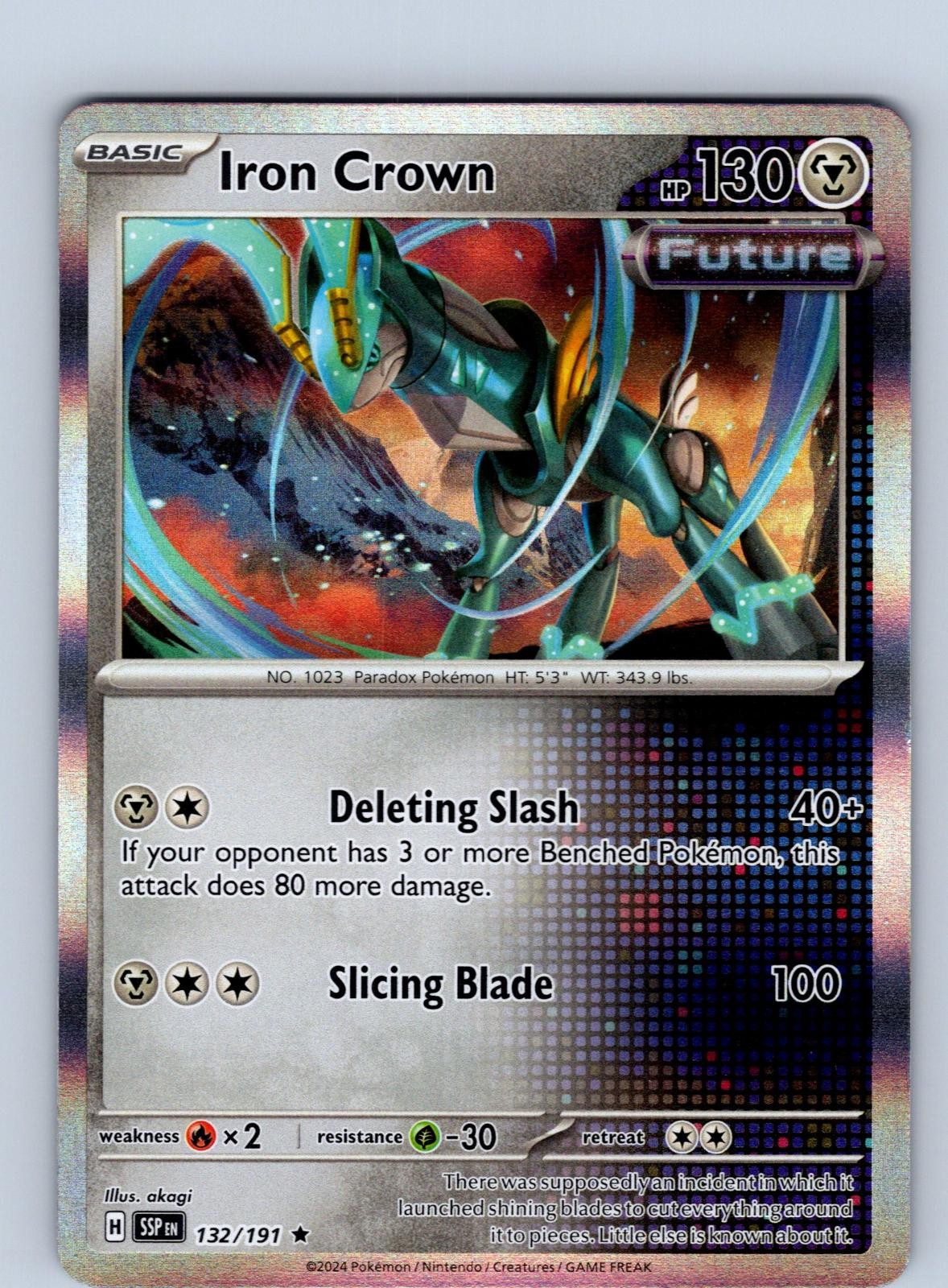 Iron Crown 132/191 Rare Surging Sparks Pokemon Holo Near Mint