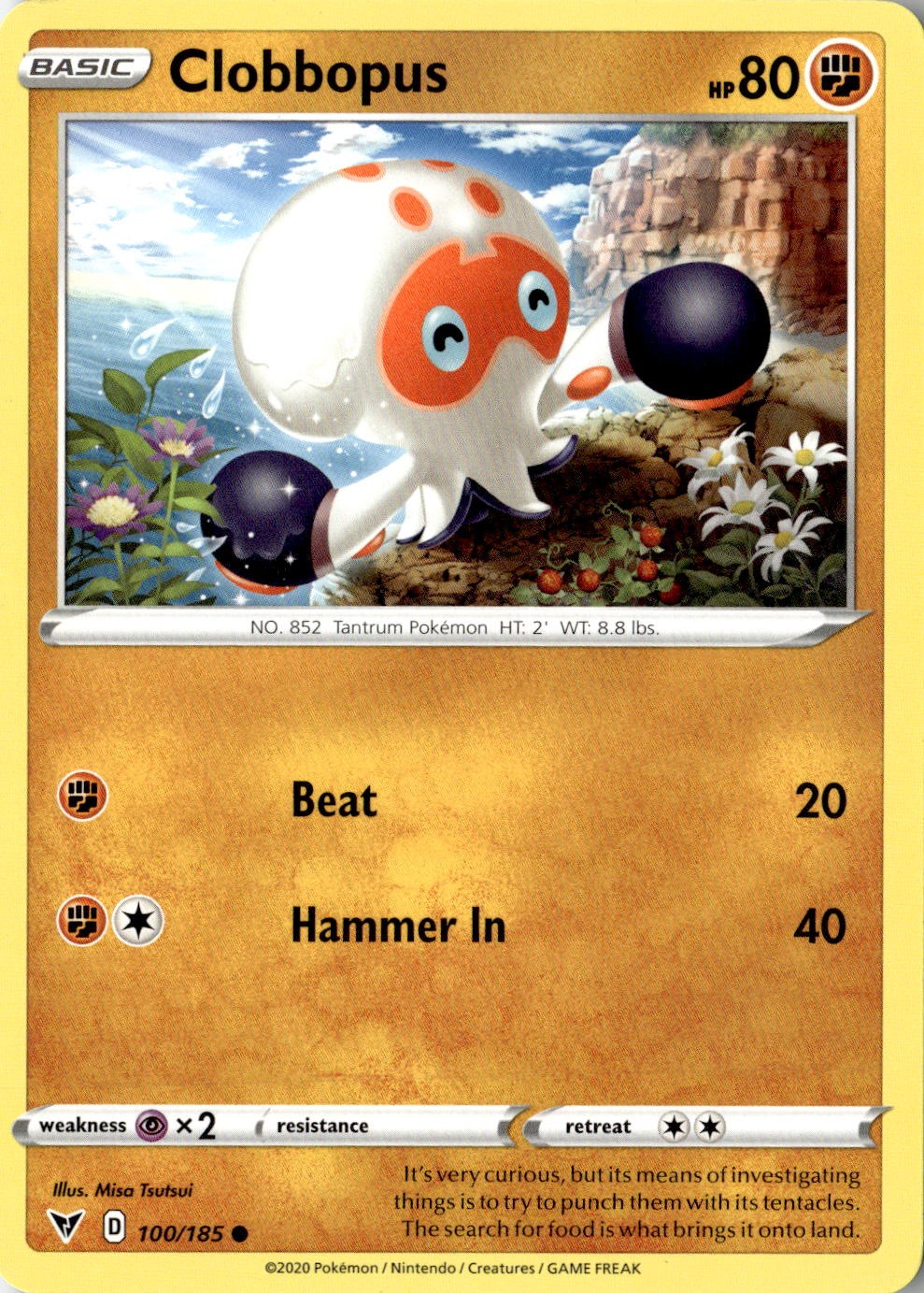 2020 POKEMON CLOBBOPUS 100/185 COMMON VIVID VOLTAGE NEAR MINT