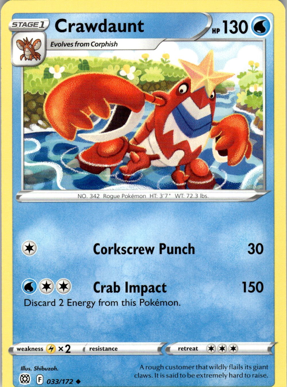 Crawdaunt 033/172 Uncommon Brilliant Stars Pokemon Near Mint