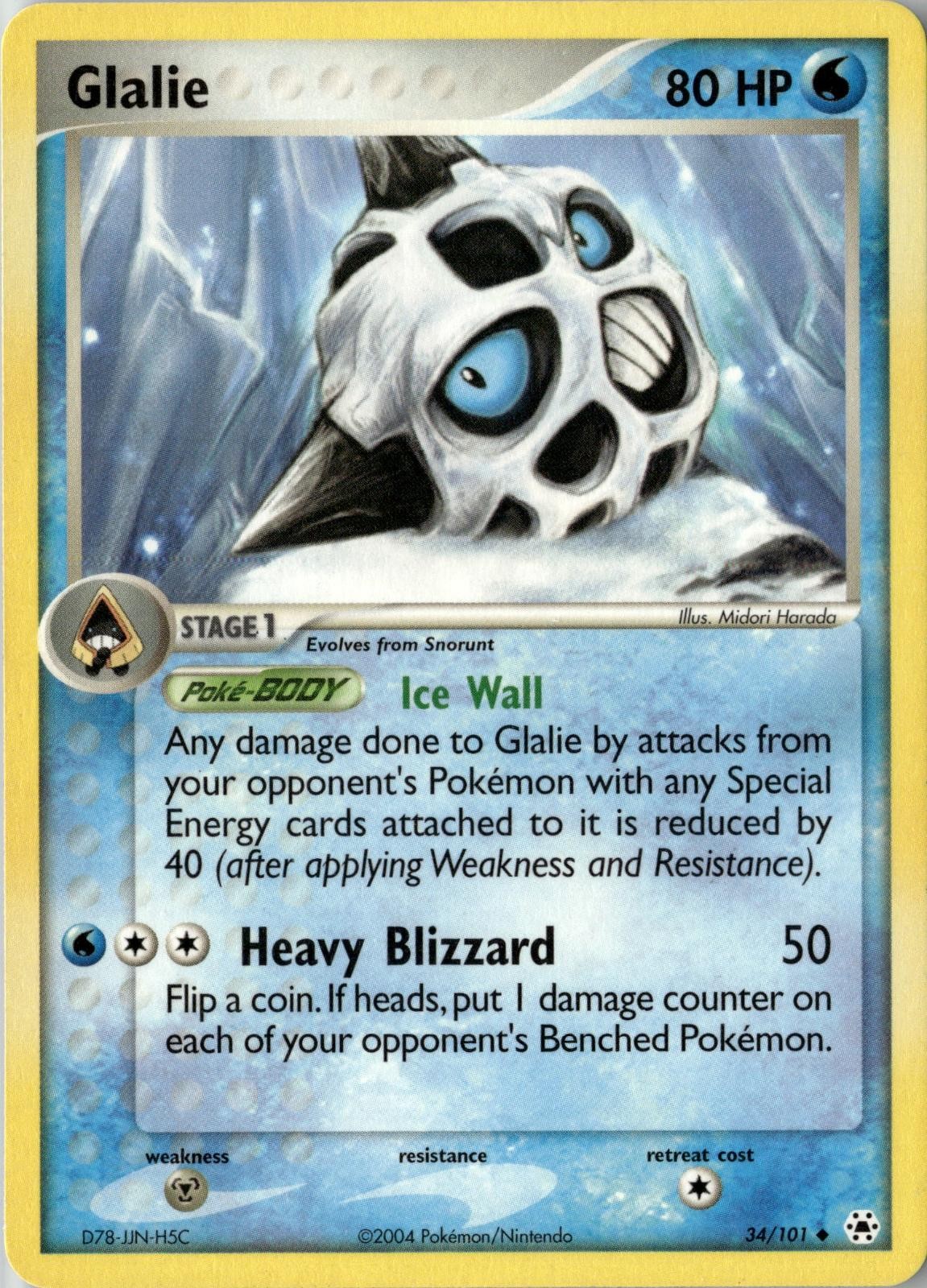 2004 POKEMON GLALIE 34/101 UNCOMMON HIDDEN LEGENDS NEAR MINT