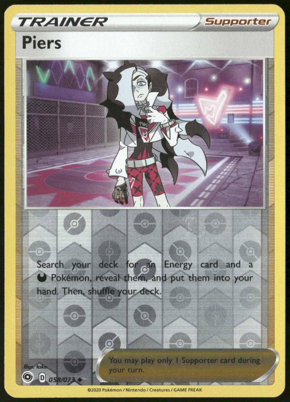 Piers Reverse Holo Uncommon SWSH03: Darkness Ablaze 165/189 NM