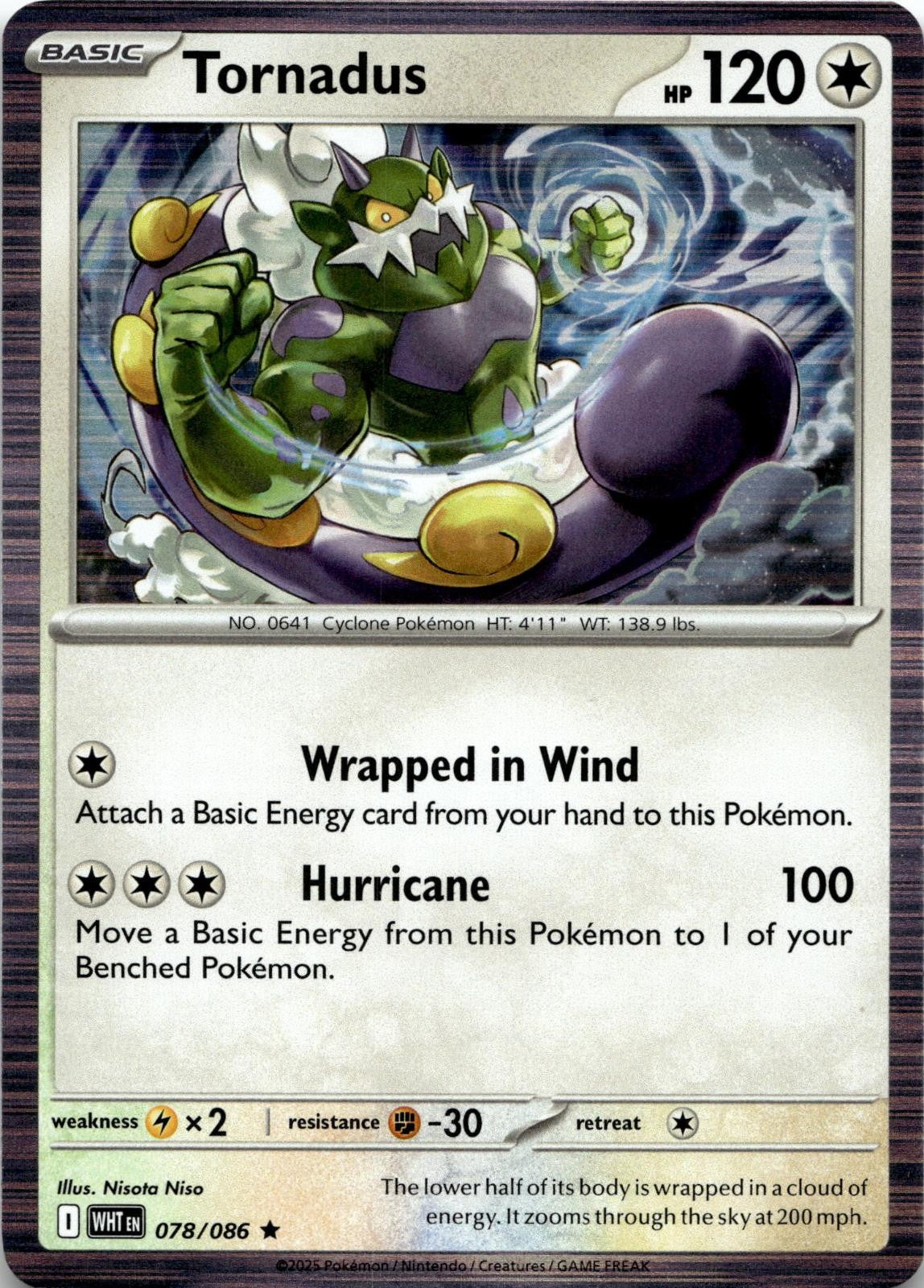 Tornadus 078/086 Holo Rare White Flare Pokemon Near Mint