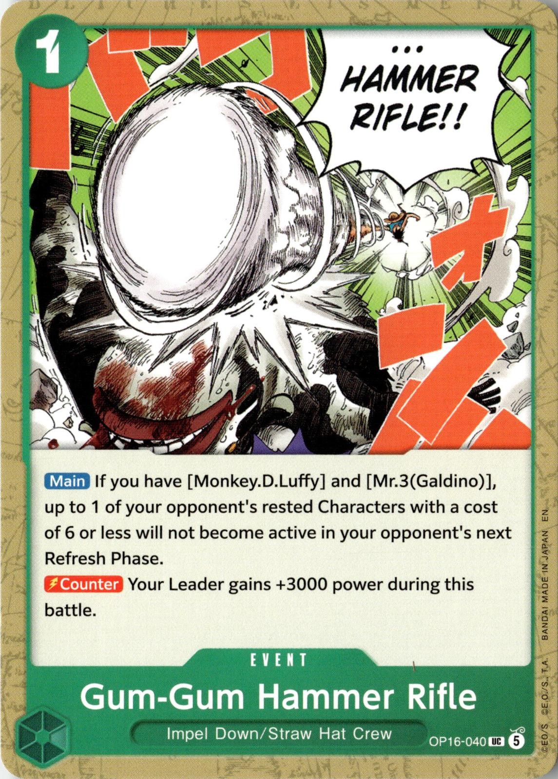 2026 ONE PIECE GUM-GUM HAMMER RIFLE OP16-040 UNCOMMON THE TIME OF BATTLE NM