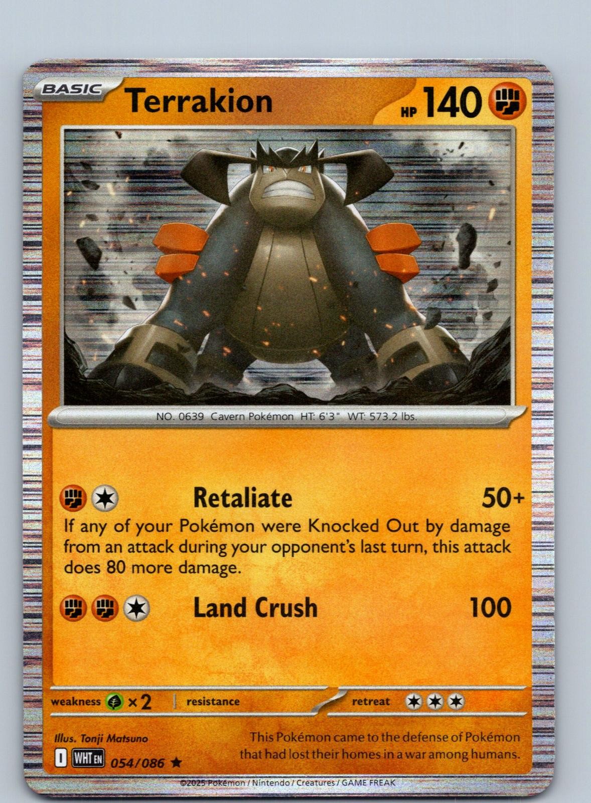 Terrakion 054/086 Holo Rare White Flare Pokemon Near Mint