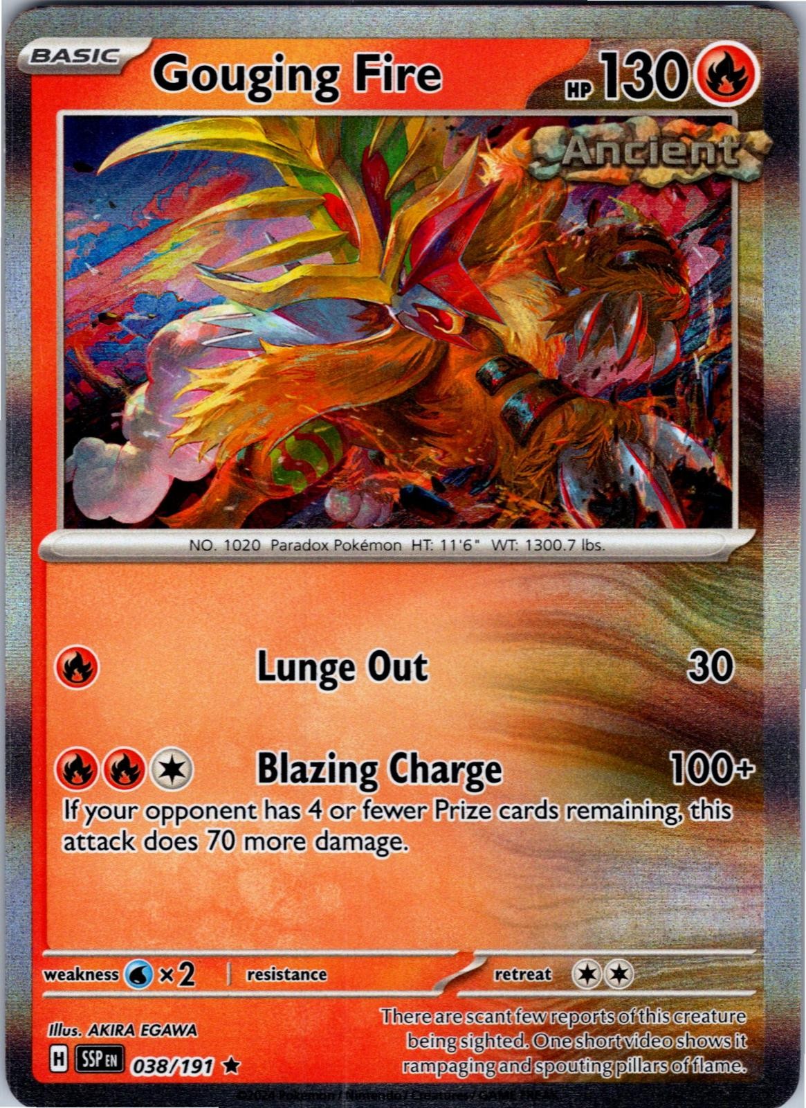 Gouging Fire 038/191 Rare Surging Sparks Pokemon Holo Near Mint