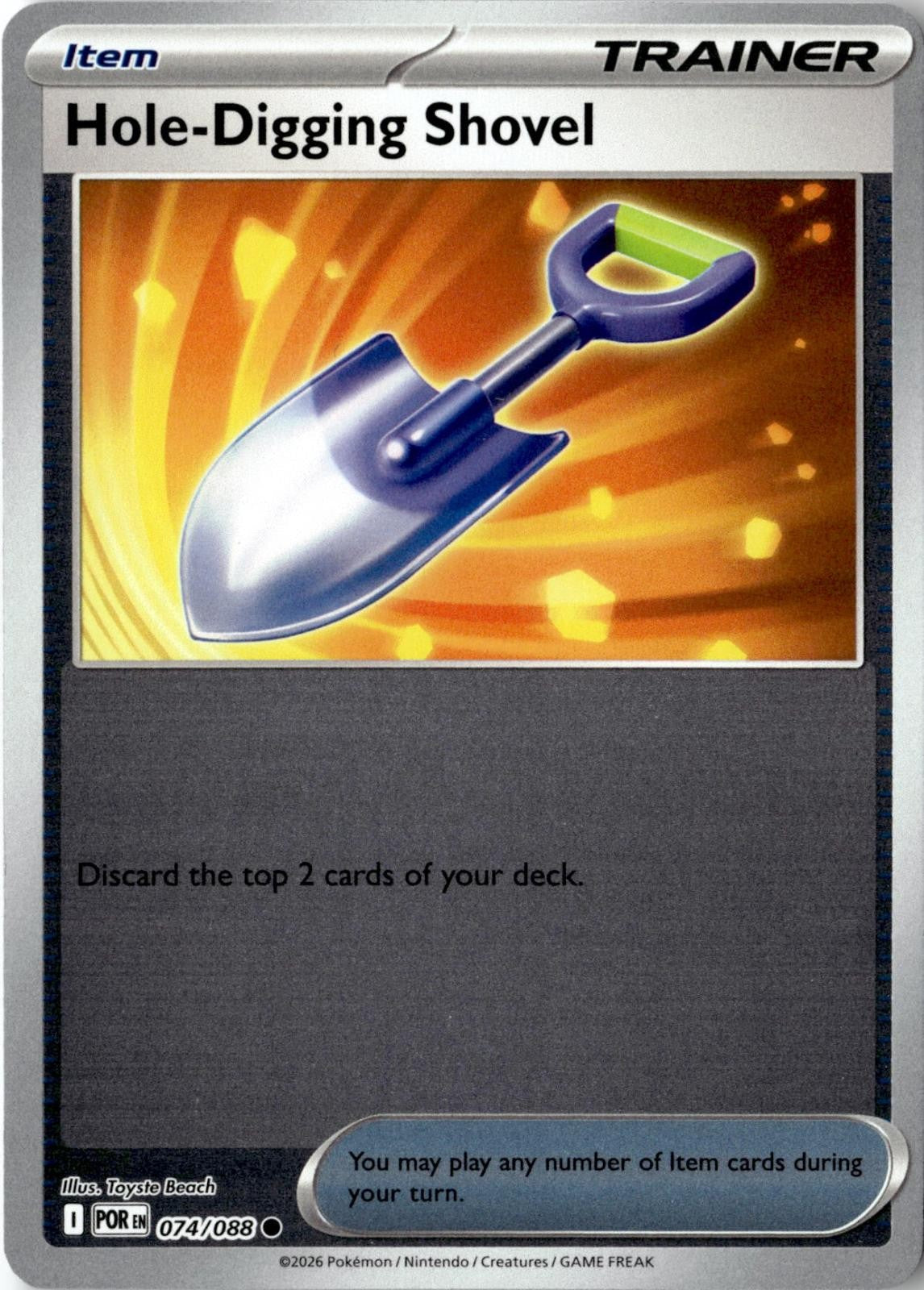 2026 POKEMON HOLE-DIGGING SHOVEL 074/088 COMMON PERFECT ORDER REVERSE HOLO NM
