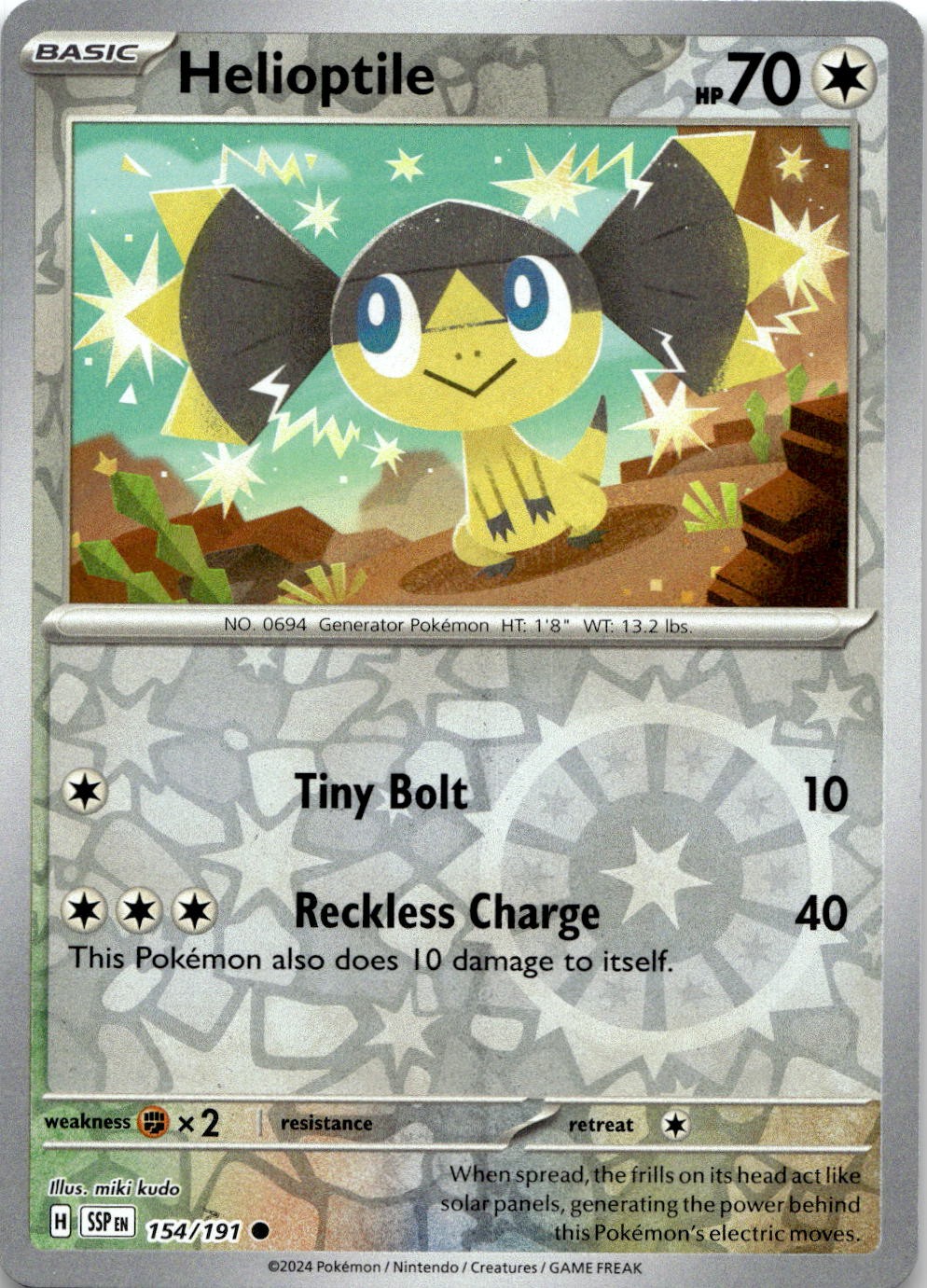 Helioptile 154/191 Common Surging Sparks Pokemon Reverse Holo Near Mint
