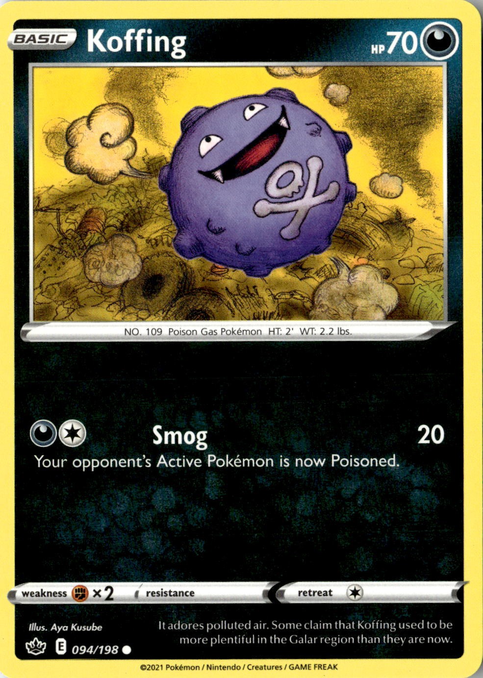 2021 POKEMON KOFFING 094/198 COMMON CHILLING REIGN NEAR MINT
