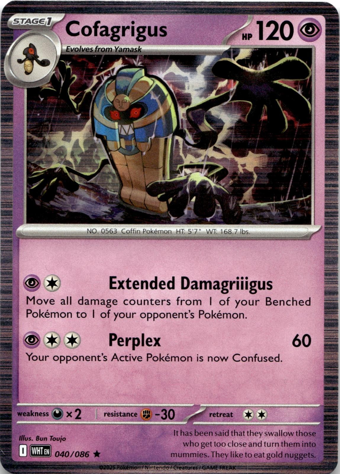Cofagrigus 040/086 Holo Rare White Flare Pokemon Near Mint
