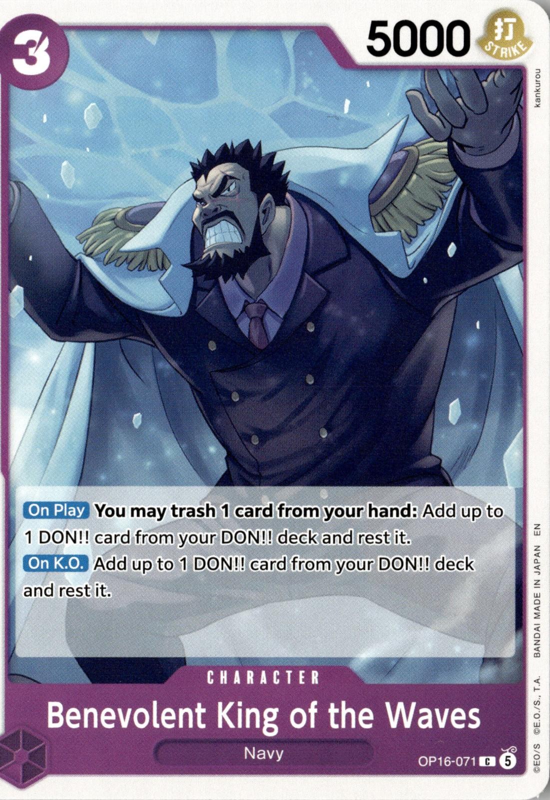 ONE PIECE BENEVOLENT KING OF THE WAVES OP16-071 COMMON THE TIME OF BATTLE NM