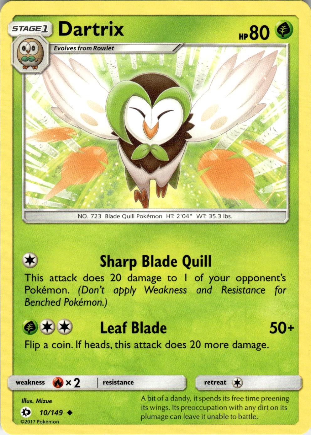 Dartrix 10/149 Uncommon SM Base Set Pokemon Near Mint