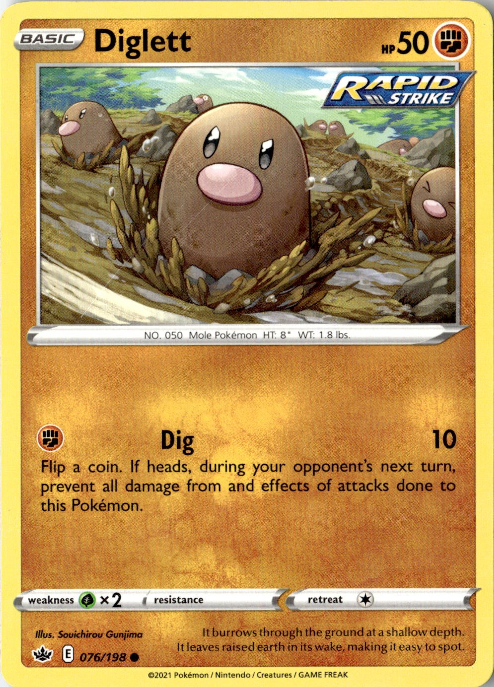 2021 POKEMON DIGLETT 076/198 COMMON CHILLING REIGN NEAR MINT