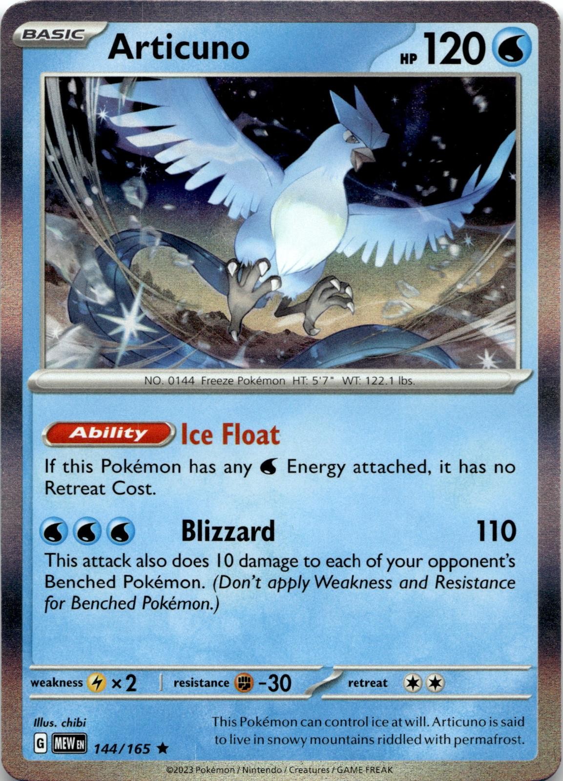 Articuno 144/165 Rare 151 Pokemon Holo Near Mint