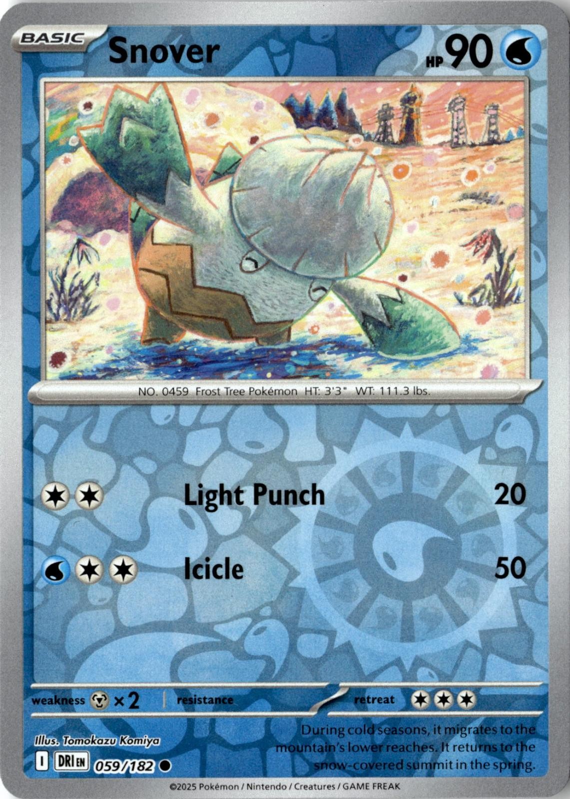2025 POKEMON SNOVER 059/182 COMMON DESTINED RIVALS REVERSE HOLO NEAR MINT