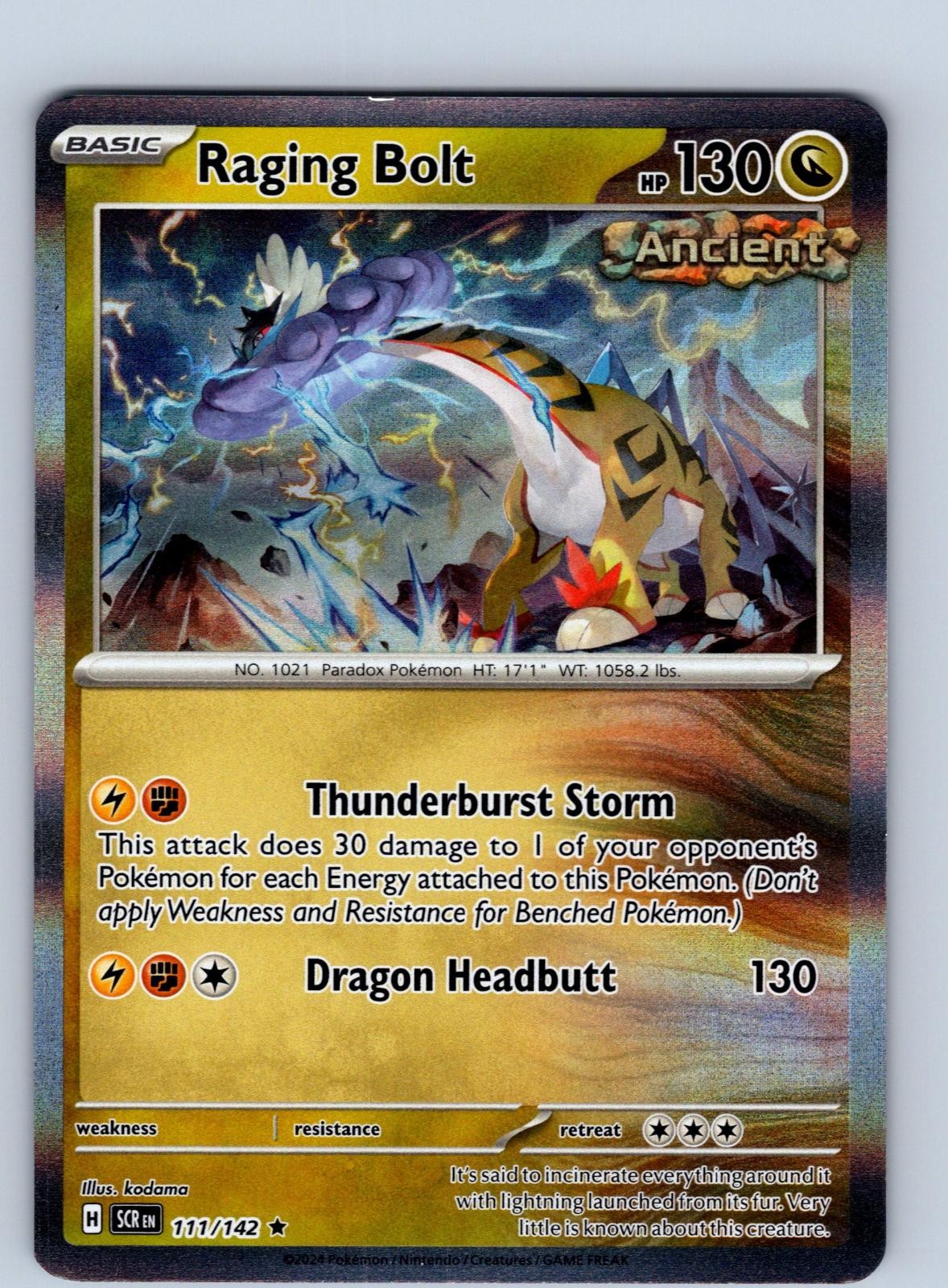 Raging Bolt 111/142 Rare Stellar Crown Pokemon Holo Near Mint