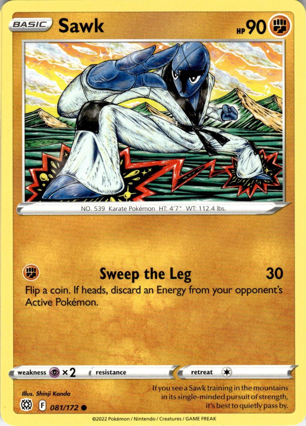 Sawk 081/172 Common Brilliant Stars Pokemon Near Mint