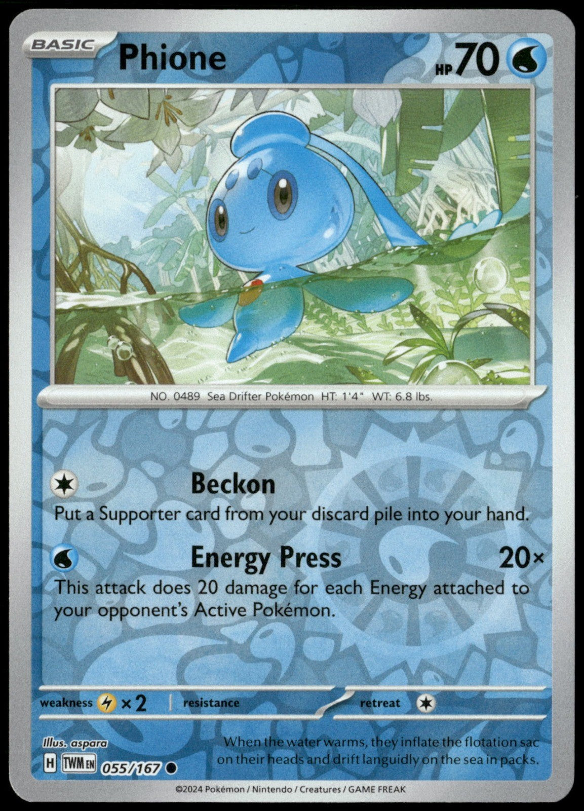 Phione Reverse Holo Common SV06: Twilight Masquerade 055/167 NM