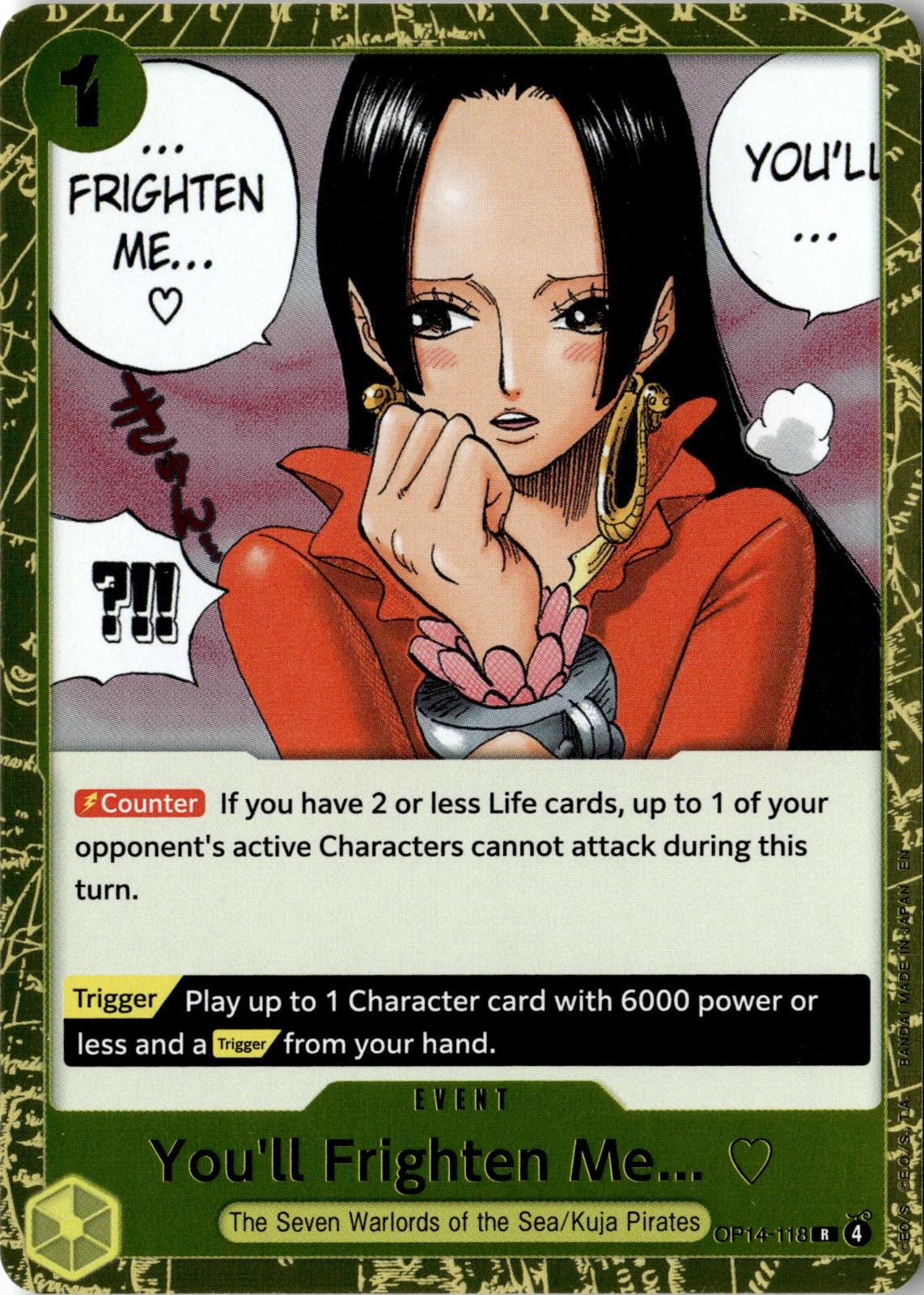 2026 ONE PIECE YOU'LL FRIGHTEN ME... OP14-118 RARE THE AZURE SEA'S SEVEN FOIL NM