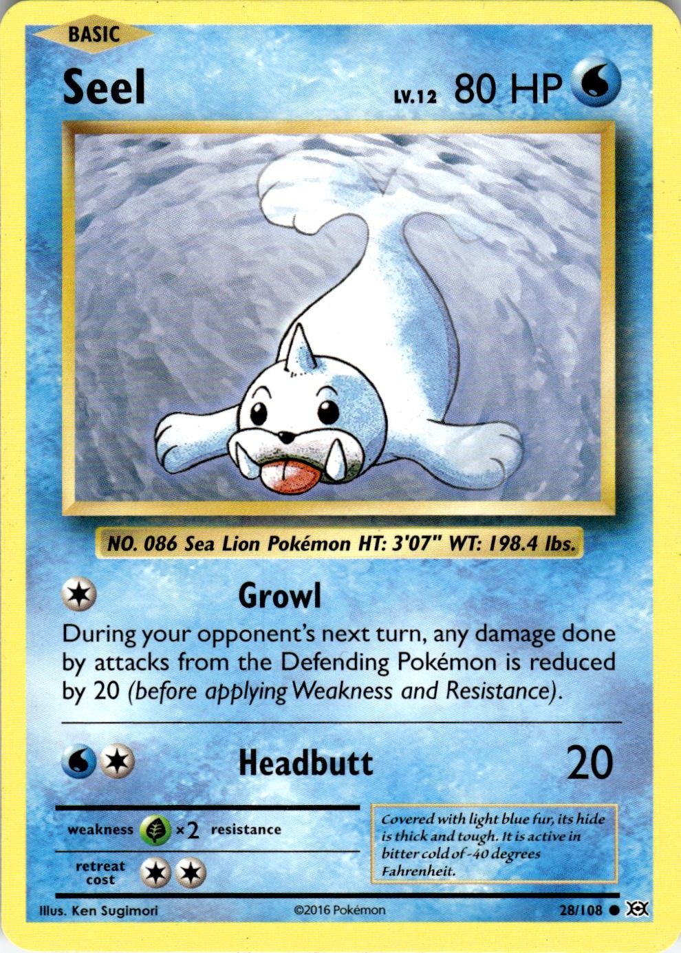 Seel 28/108 Common Evolutions Pokemon Near Mint