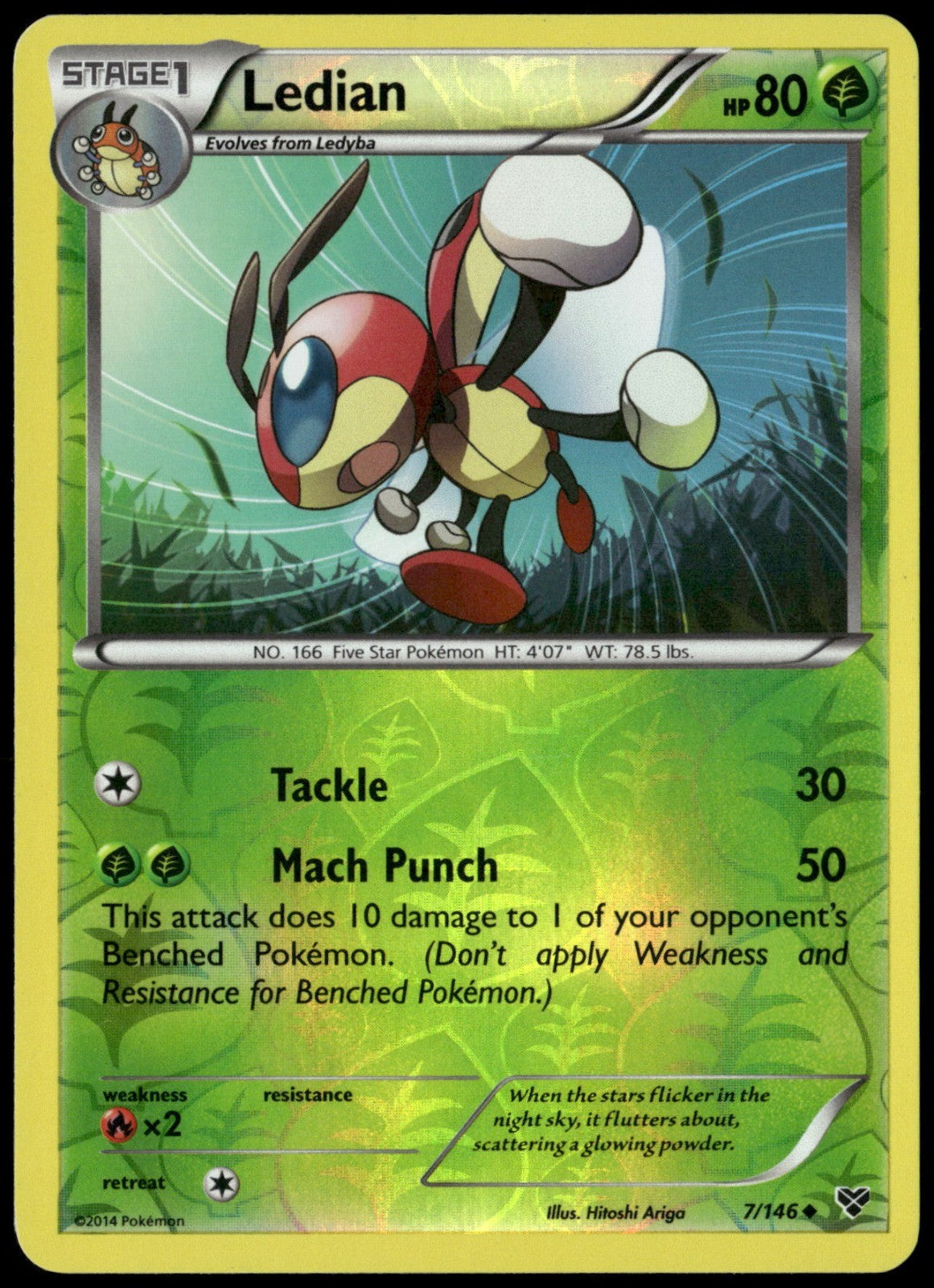 Ledian Reverse Holo Uncommon XY Base Set 7/146 NM