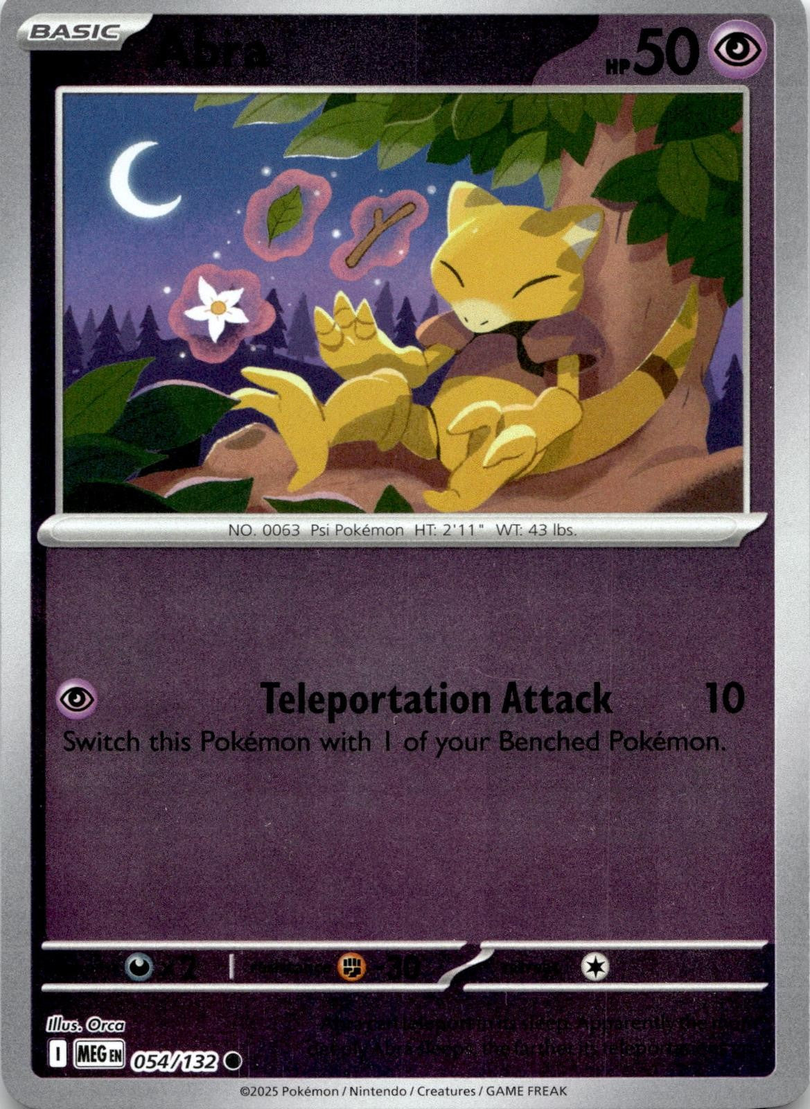 Abra 054/132 Common Mega Evolution Pokemon Reverse Holo Near Mint