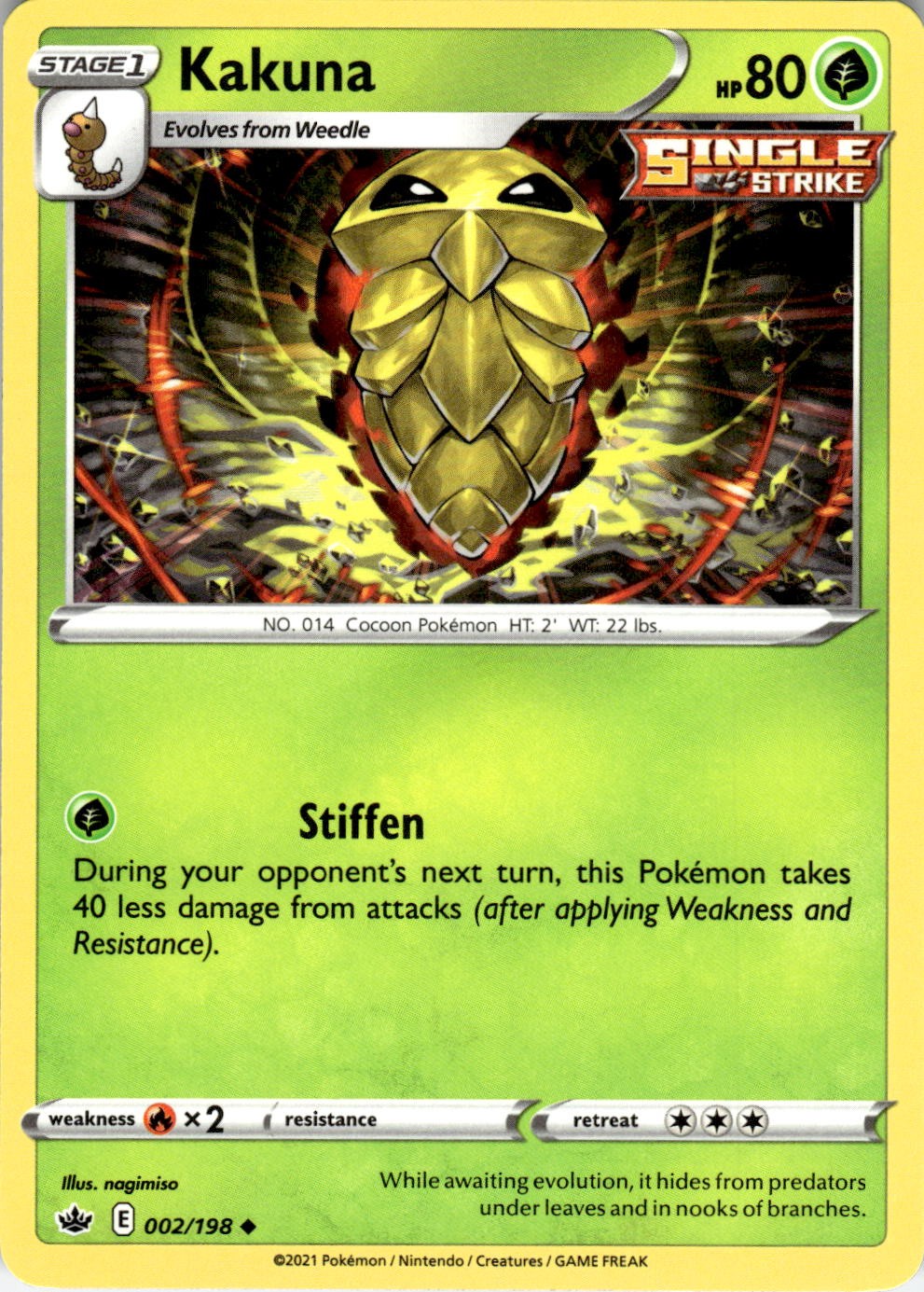 Kakuna 002/198 Uncommon Chilling Reign Pokemon Near Mint