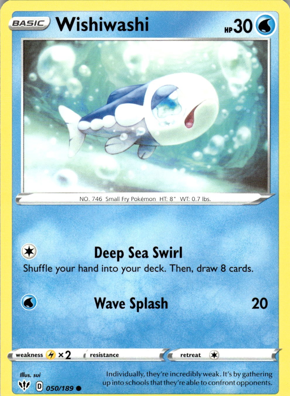 Wishiwashi 050/189 Common Darkness Ablaze Pokemon Near Mint