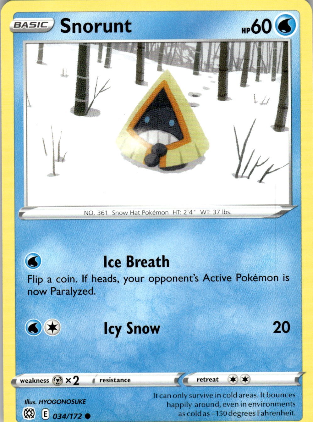 2022 POKEMON SNORUNT 034/172 COMMON BRILLIANT STARS NEAR MINT