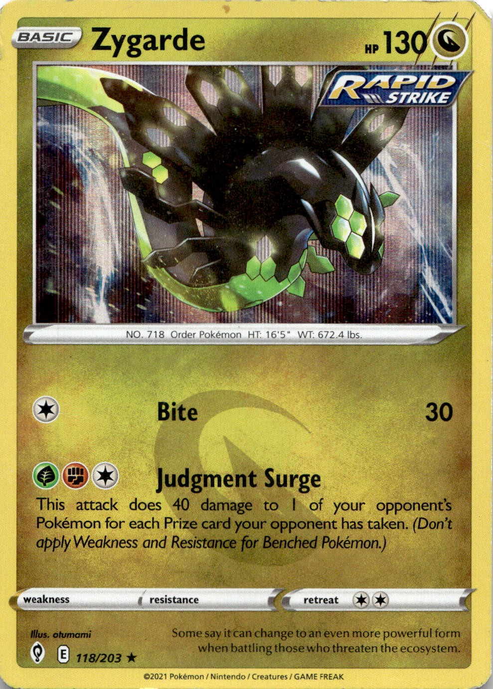 Zygarde 118/203 Holo Rare Evolving Skies Pokemon Lightly Played