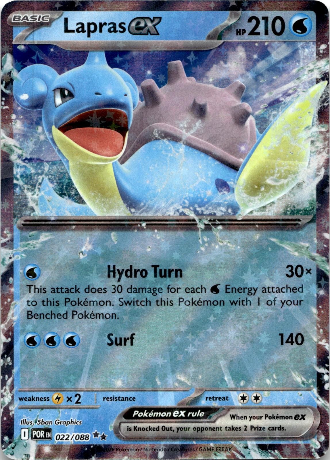 Lapras ex 022/088 Double Rare Perfect Order Pokemon Holo Near Mint