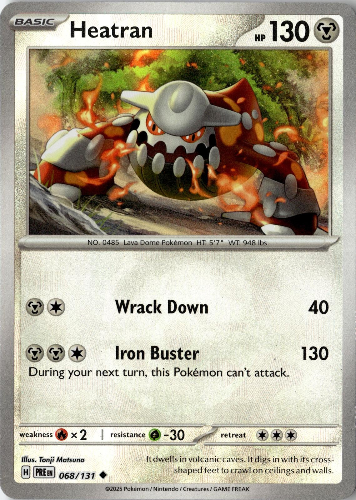 2025 POKEMON HEATRAN 068/131 UNCOMMON PRISMATIC EVOLUTIONS NEAR MINT