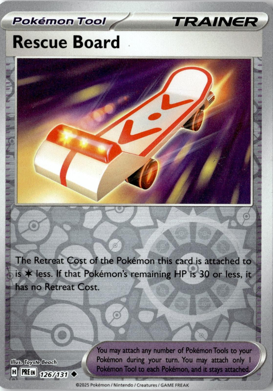 POKEMON RESCUE BOARD (POKE BALL PATTERN) 126/131 HOLO PRISMATIC EVOLUTIONS NM