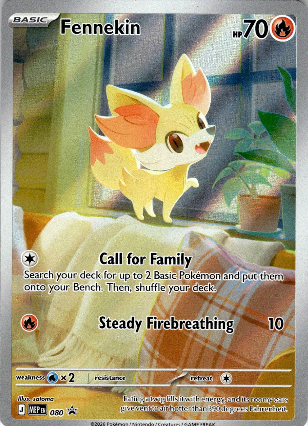 2025 POKEMON FENNEKIN 080 HOLO PROMO ME: MEGA EVOLUTION PROMO NEAR MINT