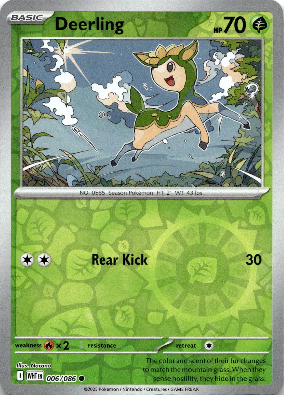 Deerling 006/086 Common White Flare Pokemon Reverse Holo Near Mint