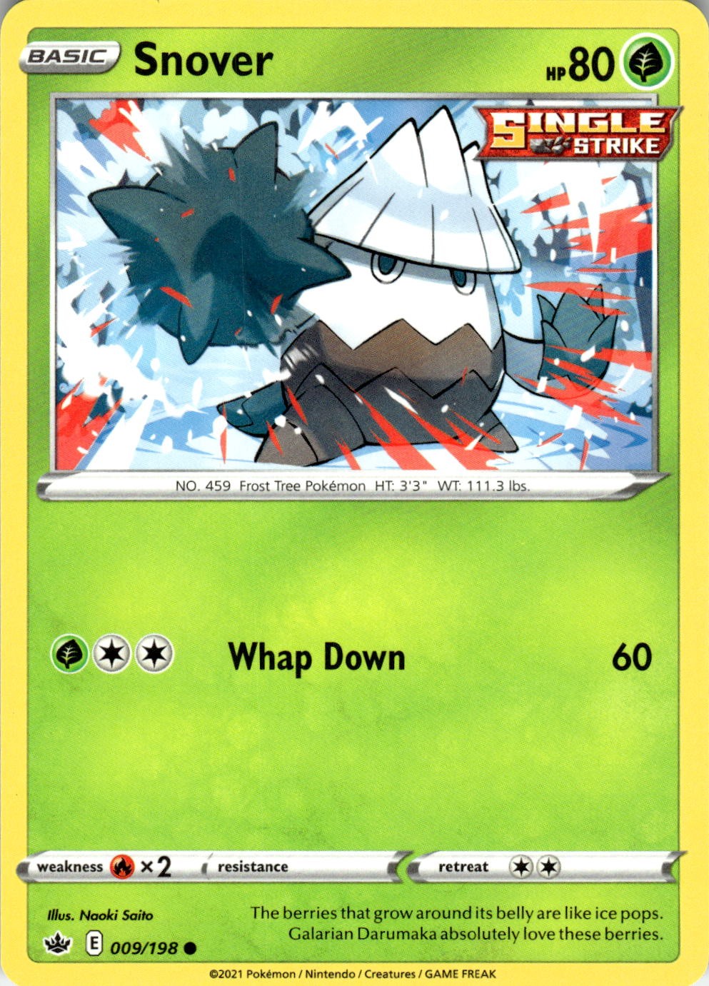 Snover 009/198 Common Chilling Reign Pokemon Near Mint