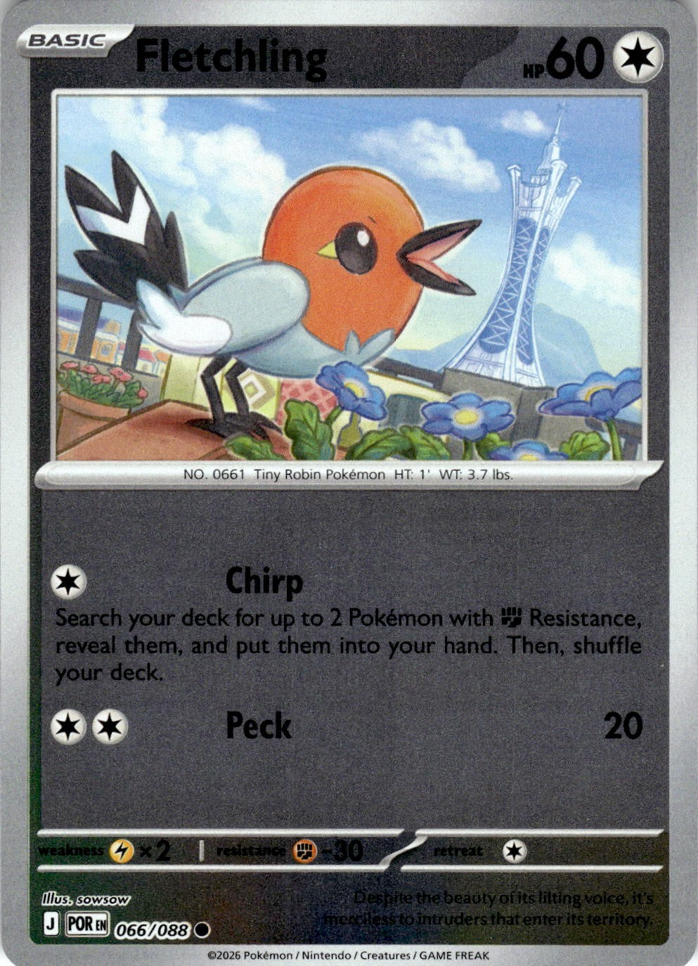Fletchling 066/088 Common Perfect Order Pokemon Near Mint